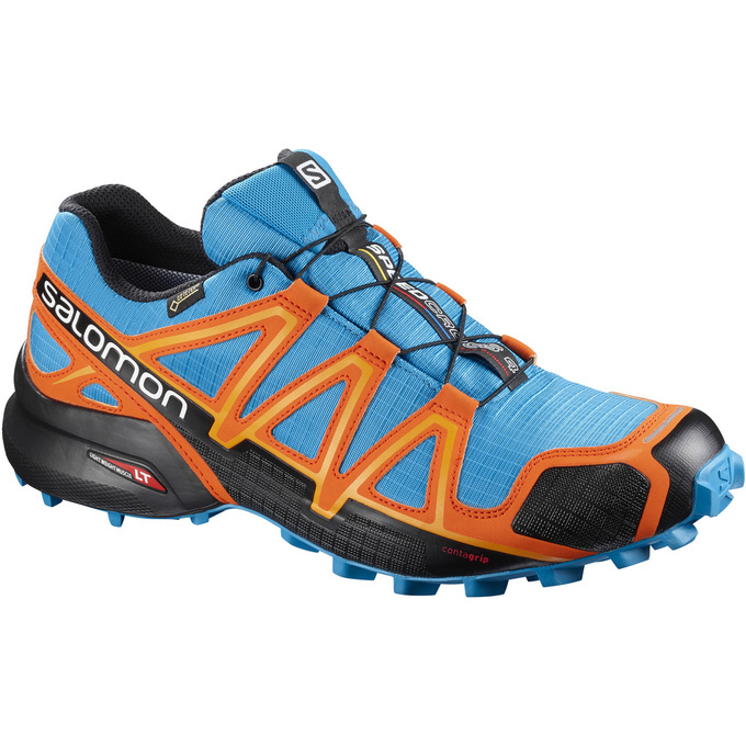 Salomon Israel SPEEDCROSS 4 GTX® - Mens Trail Running Shoes - Blue/Orange/Black (CYKV-62189)